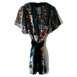 Flower print velvet dress